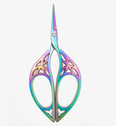 Rainbow coloured stainless steel embroidery scissors