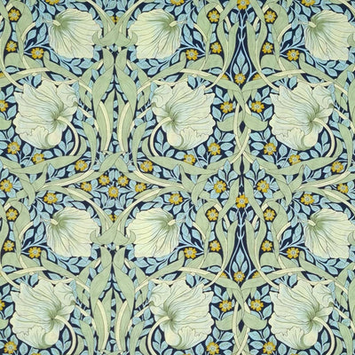 William Morris Pimpernel in navy and green printed on a pima cotton lawn