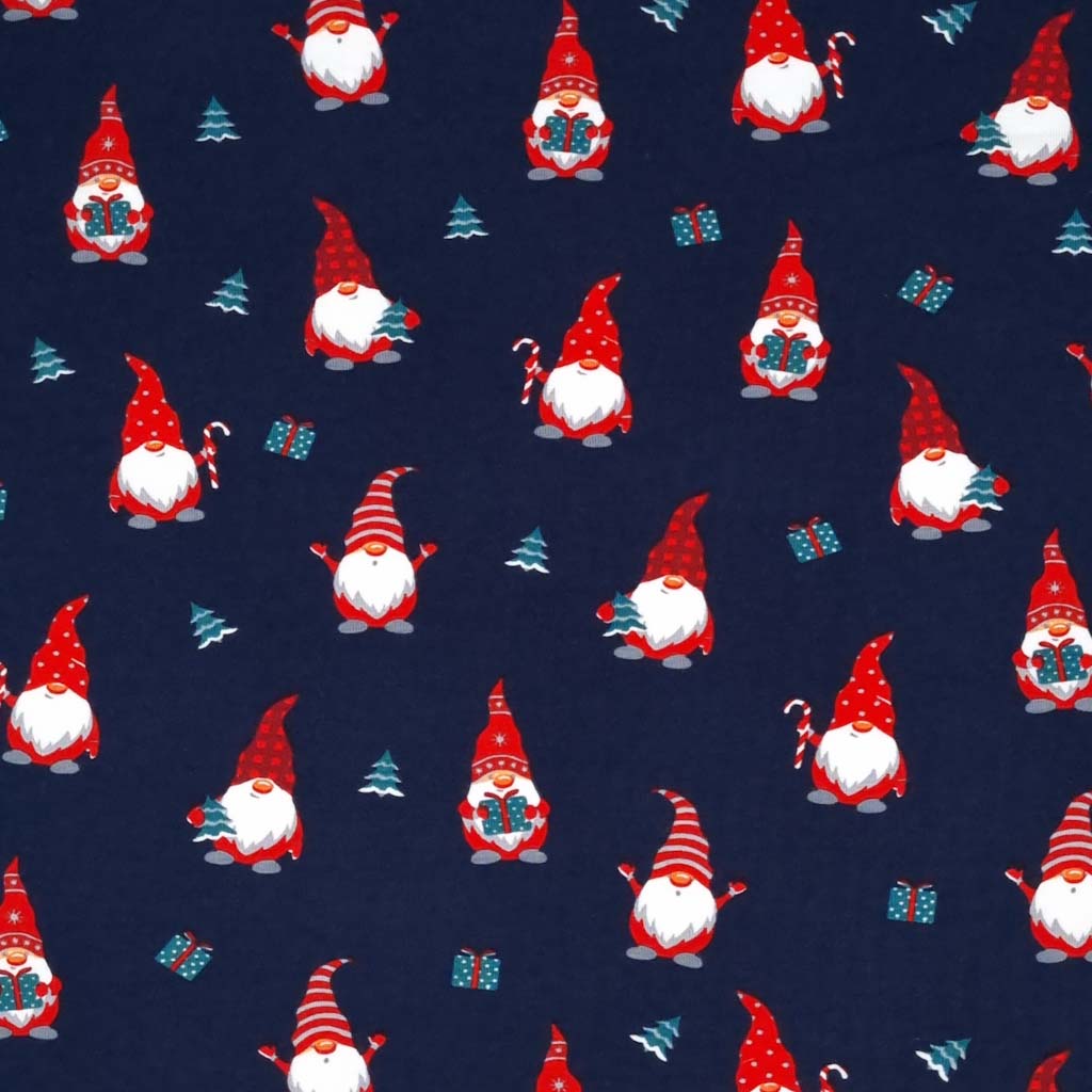 A Gonk Christmas - Cotton Jersey Fabric - Navy â Fabric Love