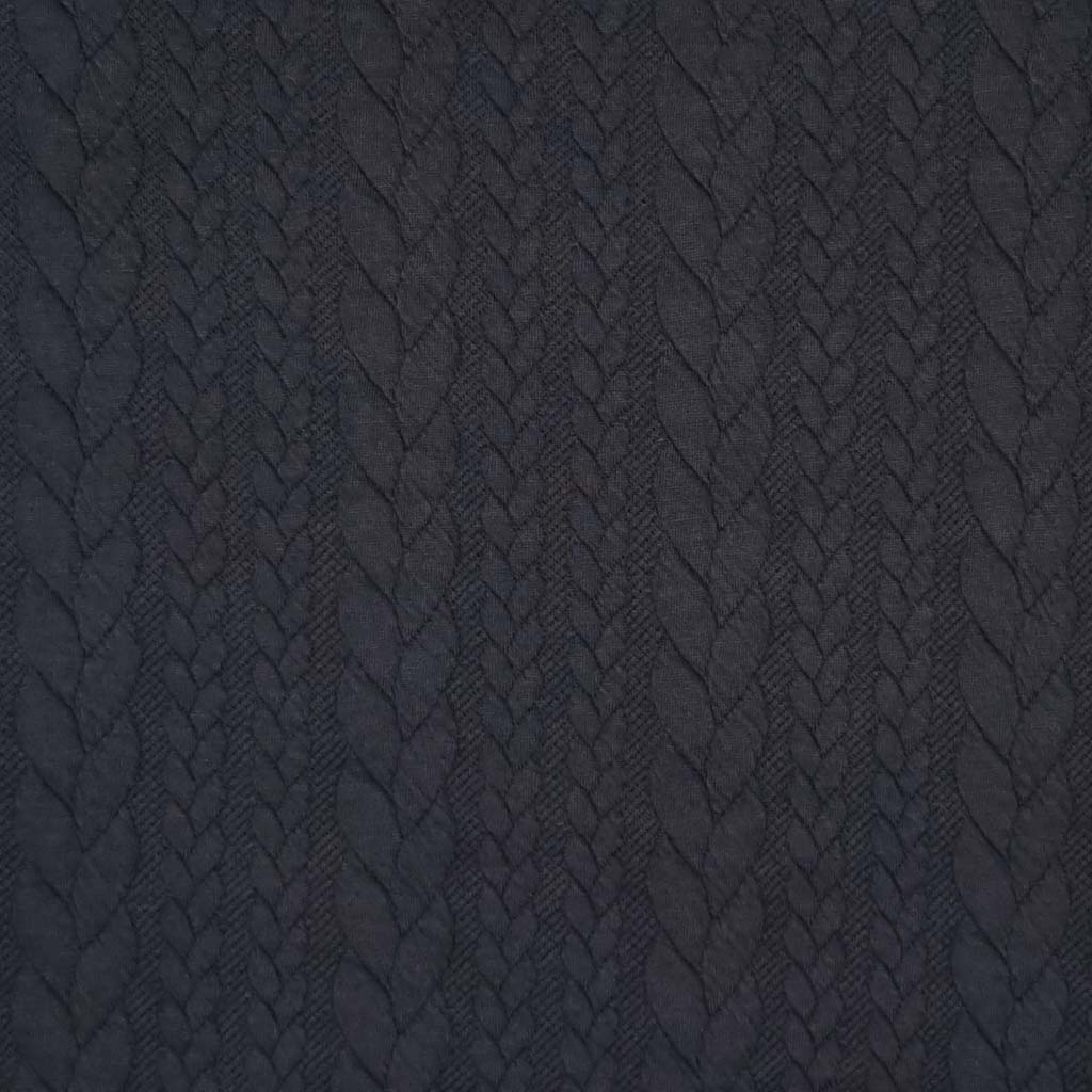 Plain Cable Knit Jersey Fabric Black Fabric Love