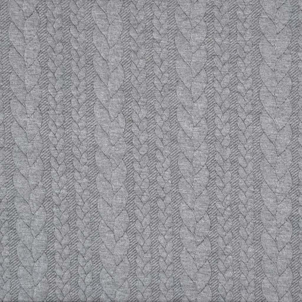 Plain Cable Knit Jersey Fabric Grey – Fabric Love - Main Image