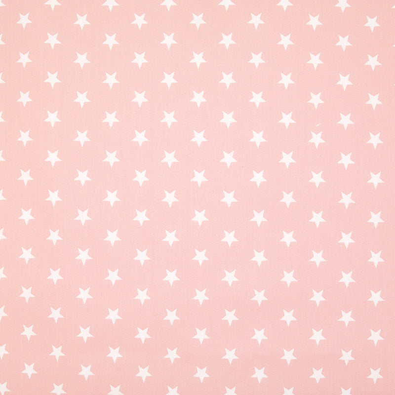 10mm White Star on Baby Pink - 100% Cotton
