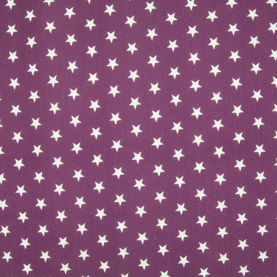 10mm White Star on Purple - 100% Cotton