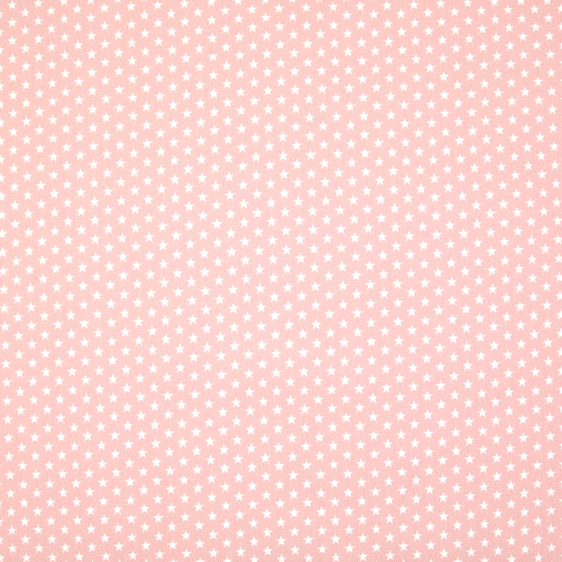 4mm Mini White Star on Baby Pink - 100% Cotton