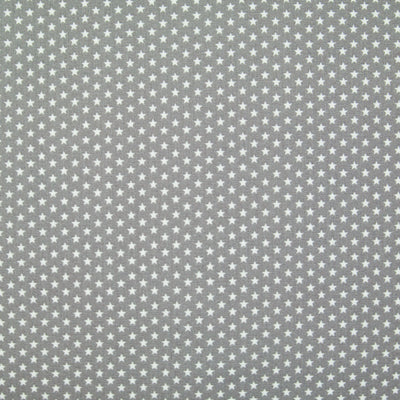 4mm Mini White Star on Grey - 100% Cotton