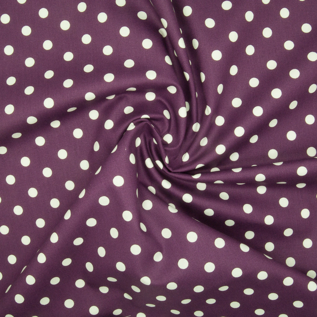 8mm White Pea Spot on Purple - 100% Cotton – Fabric Love
