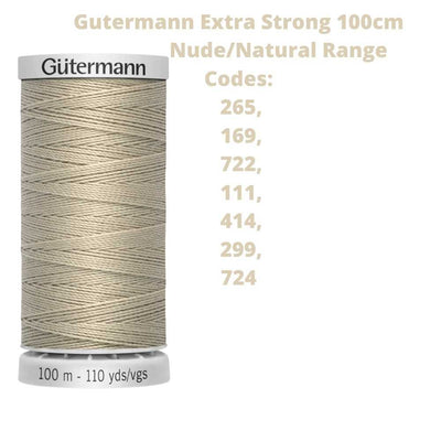 A reel of Gutermann Extra Strong thread with the codes of all Gutermann nude/natural thread available in the listing