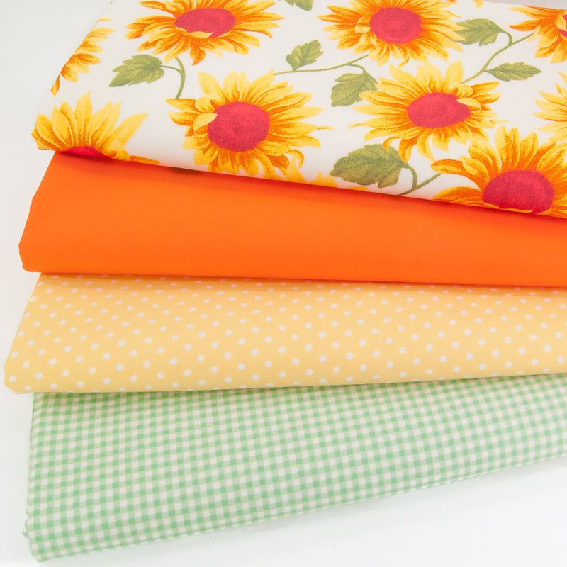 Fat Quarter Bundle - Sunflower & Check - Cotton Fabric