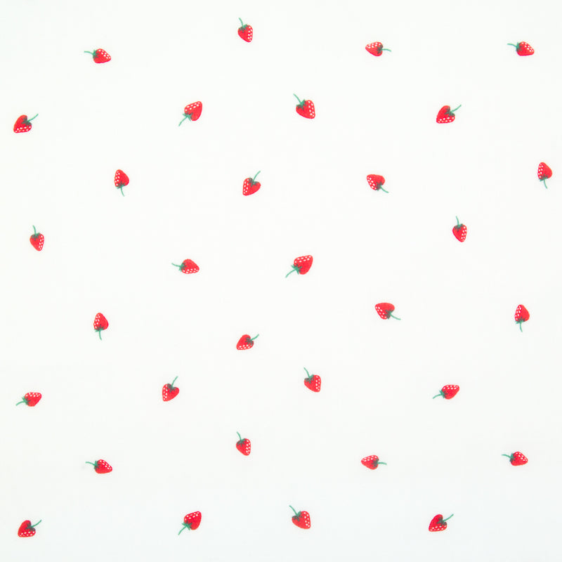 Scattered Ditsy Strawberry on White - Polycotton Fabric