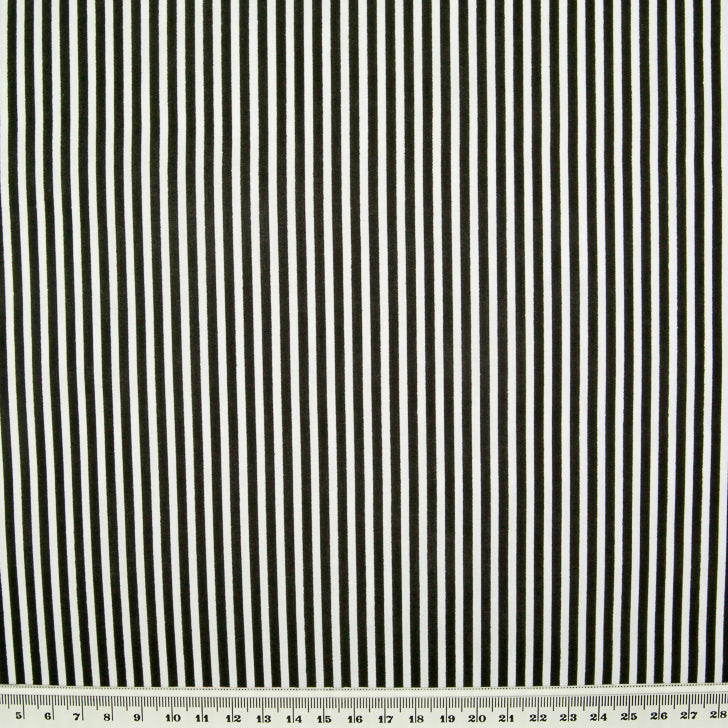 Candy Stripe Polycotton - Black and White