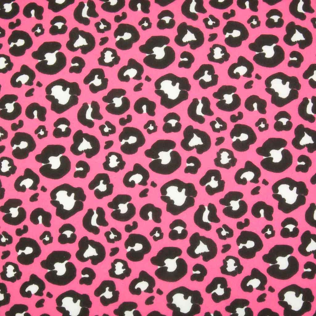 Pink Leopard Print - Polycotton Fabric