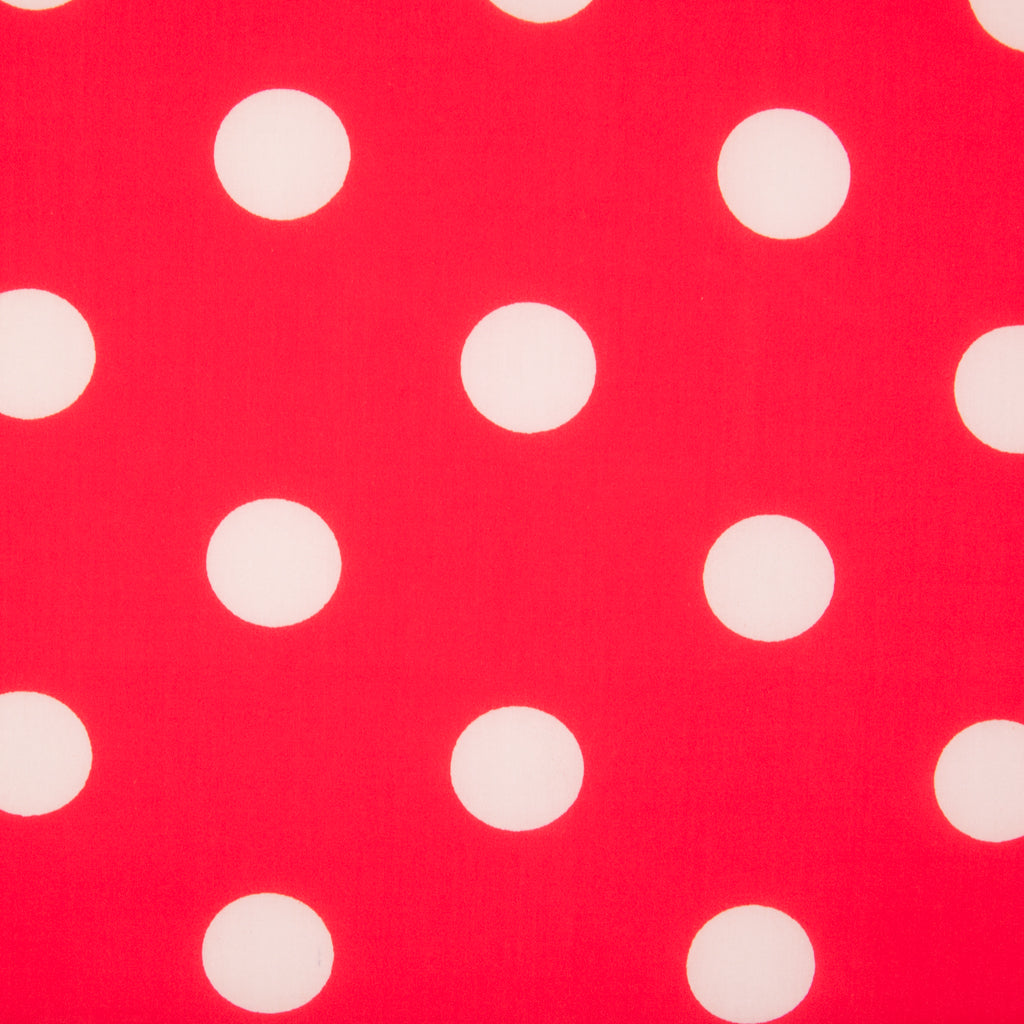 White On Red 25mm Spot Polycotton Fabric Love