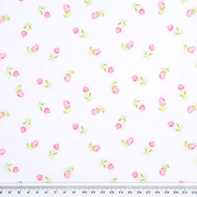 Baby Rose - Pink on White Polycotton