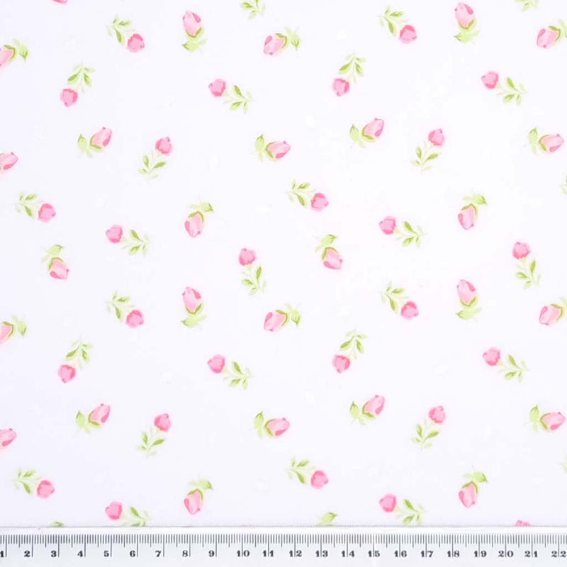 Baby Rose - Pink on White Polycotton