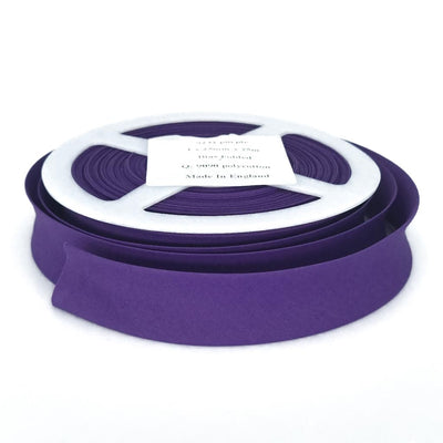 A reel of purple 25mm bias binding