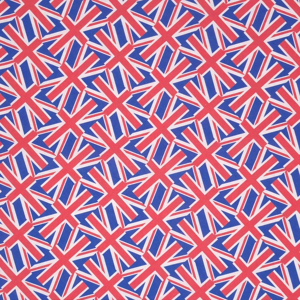 Small Tossed Union Jack Flags 100 Cotton Fabric Coronation Fabric