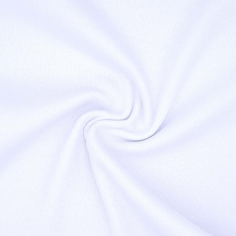 A tubular jersey ribbing fabric in white