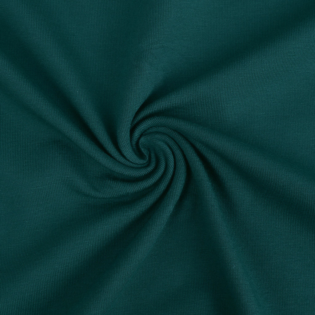 Plain cotton jersey fabric in jade