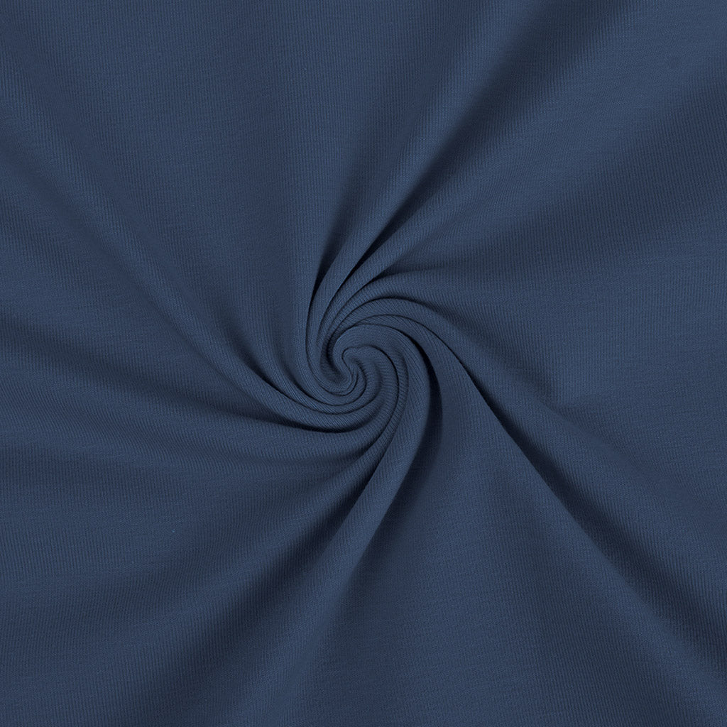 Plain cotton jersey fabric in stone blue