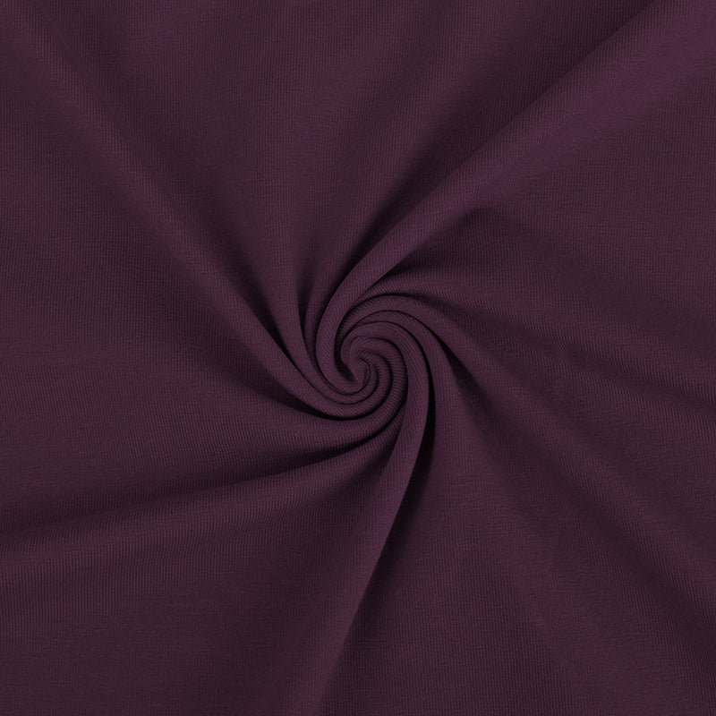 Plain cotton jersey fabric in rich plum purple