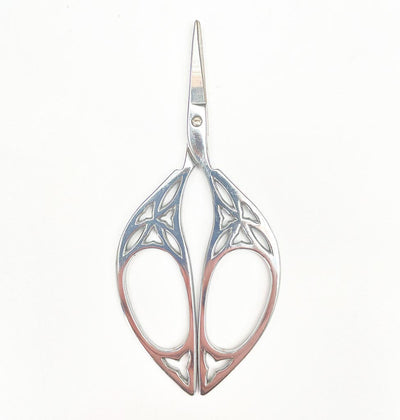 Silver coloured stainless steel embroidery scissors