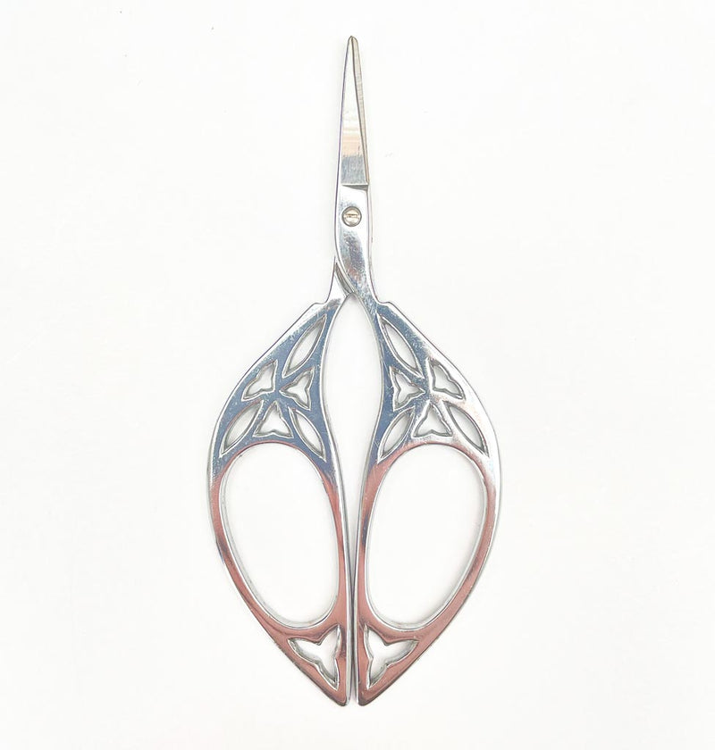 Silver coloured stainless steel embroidery scissors