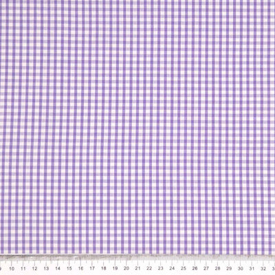 Corded polycotton gingham in a 1/8" check in lilac with a cm ruler