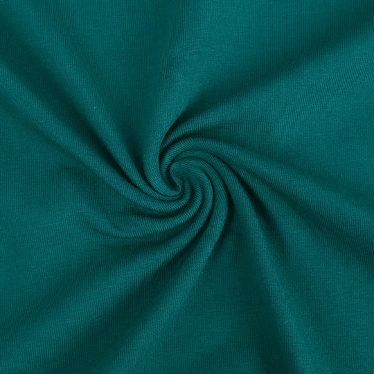 Plain cotton jersey fabric in teal
