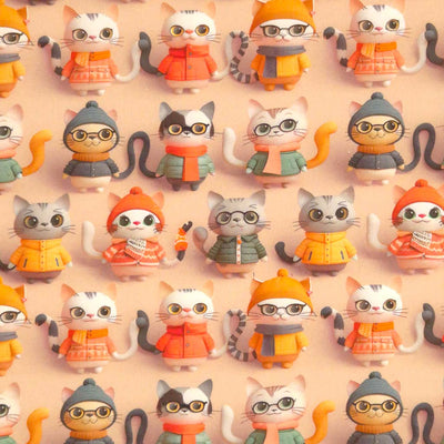 3D cat design printed on a cotton fabric by Little Johnny