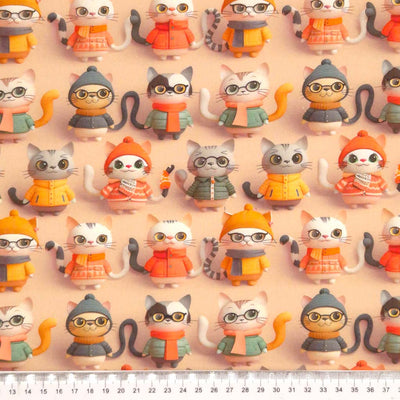 3D cat design printed on a cotton fabric by Little Johnny with a cm ruler