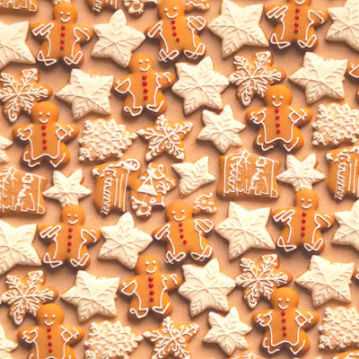 3D gingerbread biscuits printed on a cotton fabric by Little Johnny