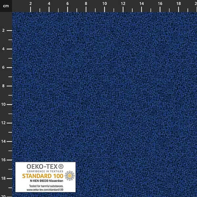 Stof Brighton cotton blender quilting fabric in dark blue with ruler