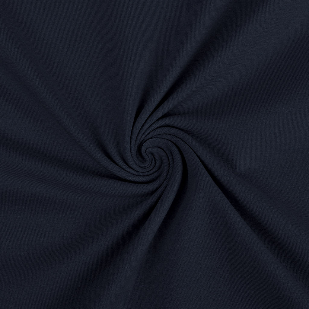 Plain cotton jersey fabric in navy blue