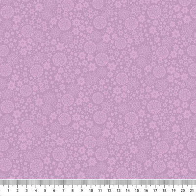Sea holly in lilac printed on a cotton quilting fabric
