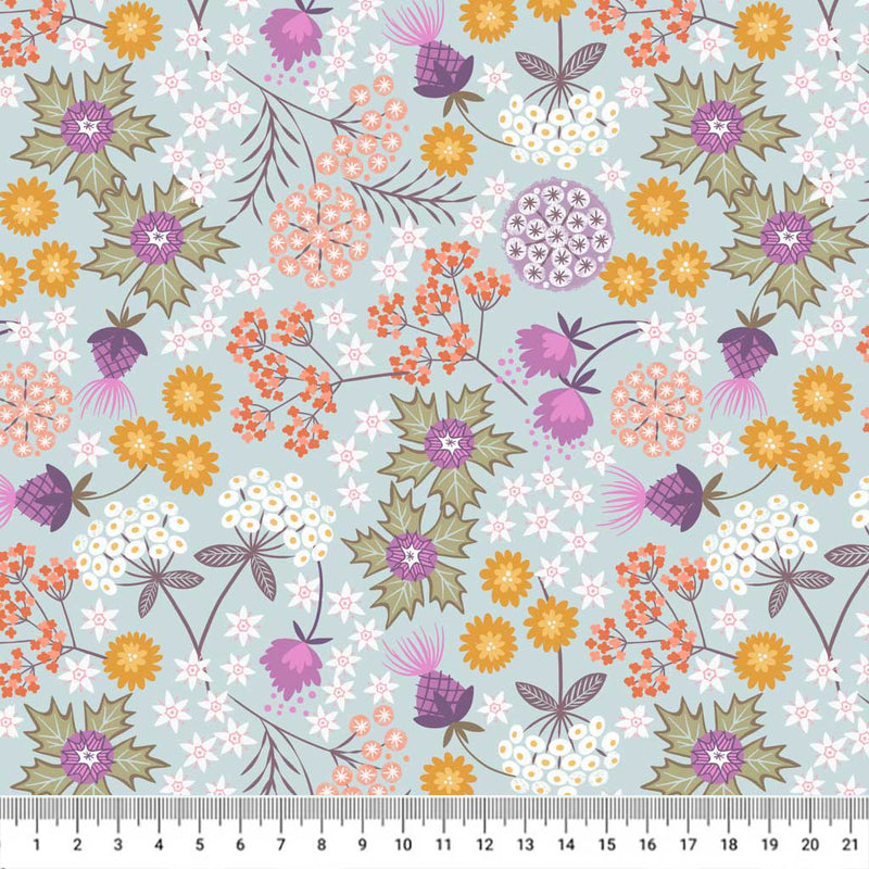 Sea florals printed on a cotton quilting fabric