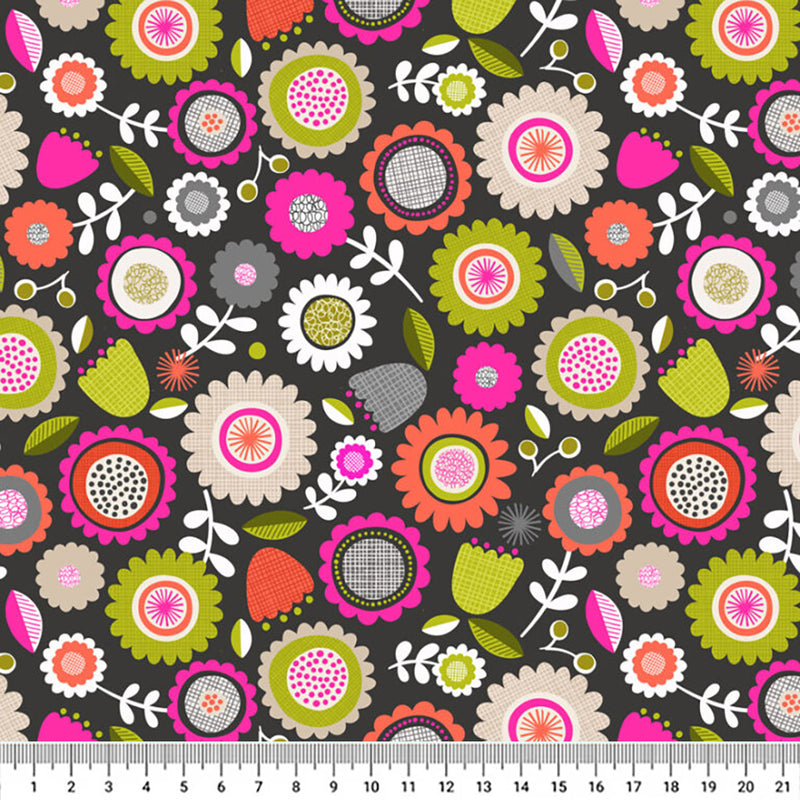 Fat Quarter Bundle - Inflorescence by Lewis & Irene - Charcoal