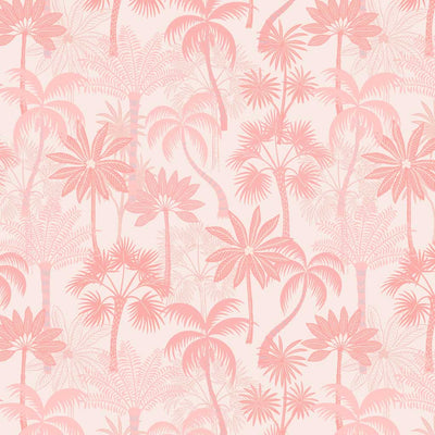 Beautiful summer palm trees in deep shades of cerise and candy printed on a baby pink quilting cotton.
