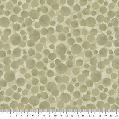 Blender quilting fabric by Lewis & Irene - Bumbleberries in wild sage with a cm ruler