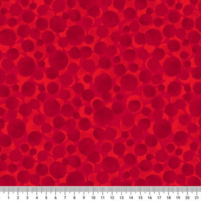 Blender quilting fabric by Lewis & Irene - Bumbleberries in christmas red with a cm ruler