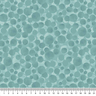 Blender quilting fabric by Lewis & Irene - Bumbleberries in sea blue with a cm ruler