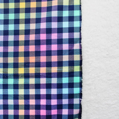 Bubs sherpa fleece printed with a colourful check back and front