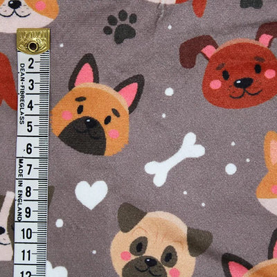 Bubs sherpa fleece printed with dogs with a cm ruler