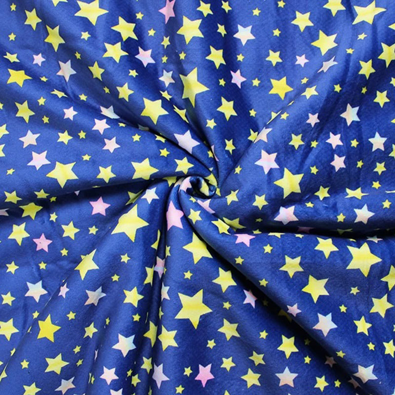 Bubs sherpa fleece printed with stars on blue in a swirl