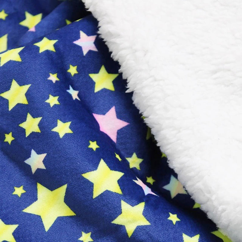 Bubs sherpa fleece printed with stars on blue