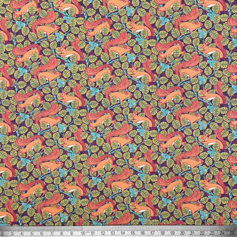 A squirrel printed percale cotton fabric