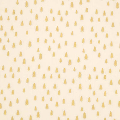 Gold trees with a metallic effect are printed on a quality, ivory, 100% cotton fabric