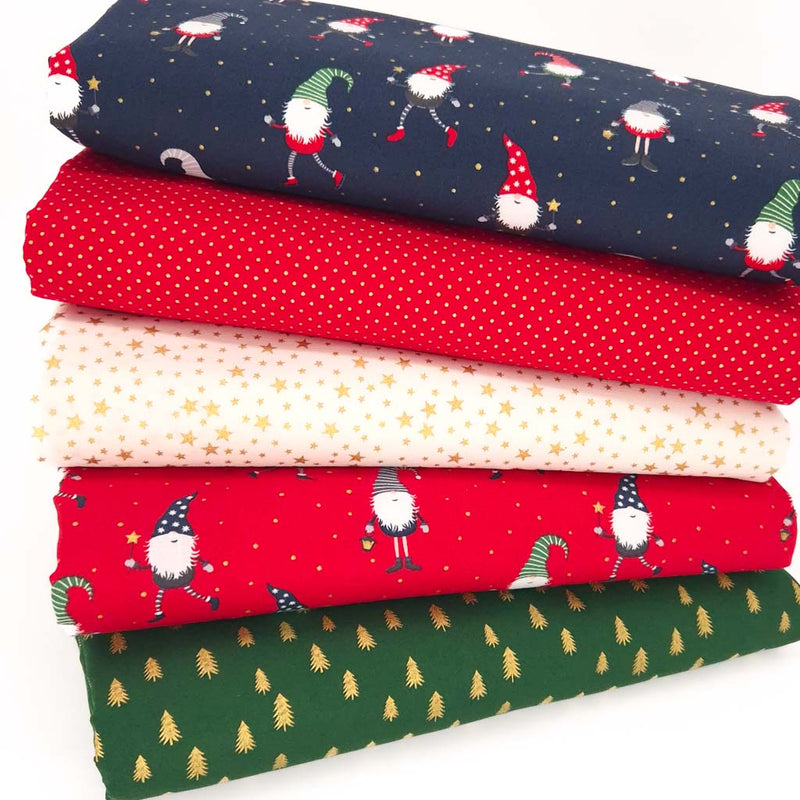 Gonks, stars and christmas trees in a fat quarter bundle