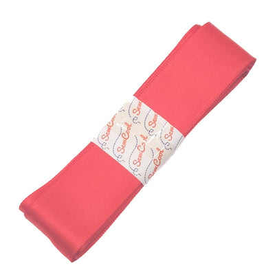 Red satin ribbon in poppy red