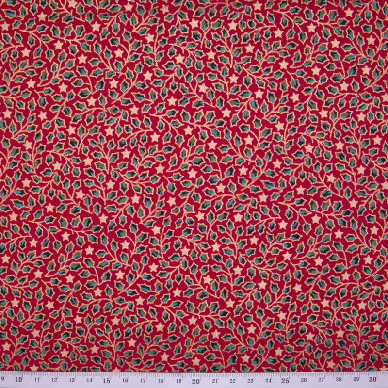 Mini Holly & Star - Christmas Cotton Fabric - Half Metre Bundle