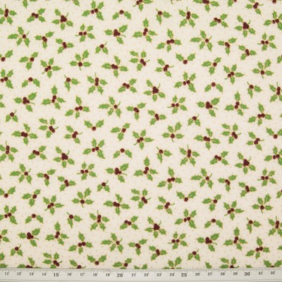 Red, Green & Ivory Holly Berry - Christmas Half Metre Bundle